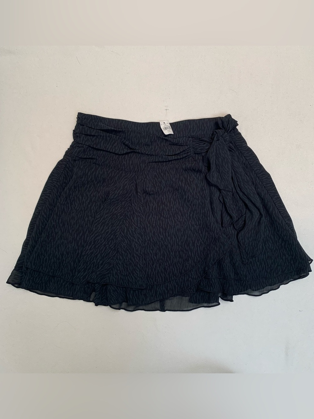 Aerie Black Animal Print Layered Side Tie Mini Sz M Coquette Whimsigoth Chiffon